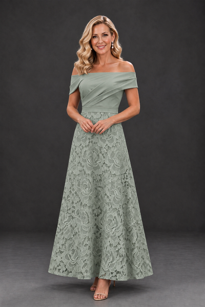 BOLODOO Dusty Sage Off-the-Shoulder Floral A-Line Mother of the Bride Dress - Dusty Sage - Dusty Sage_1