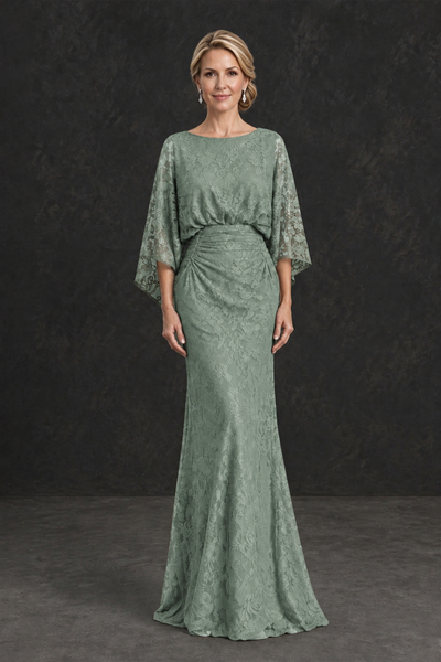 BOLODOO Dusty Sage Lace Flutter Sleeve Mother of the Bride Dress - Dusty Sage - Dusty Sage_1