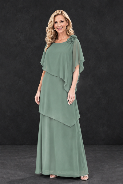 BOLODOO Dusty Sage Tiered Flutter Sleeve Mother of the Bride Maxi Dress - Dusty Sage - Dusty Sage_1