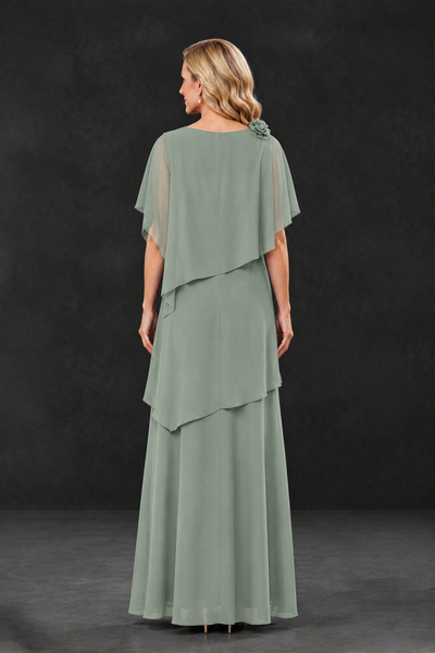 BOLODOO Dusty Sage Tiered Flutter Sleeve Mother of the Bride Maxi Dress - Dusty Sage - Dusty Sage_2