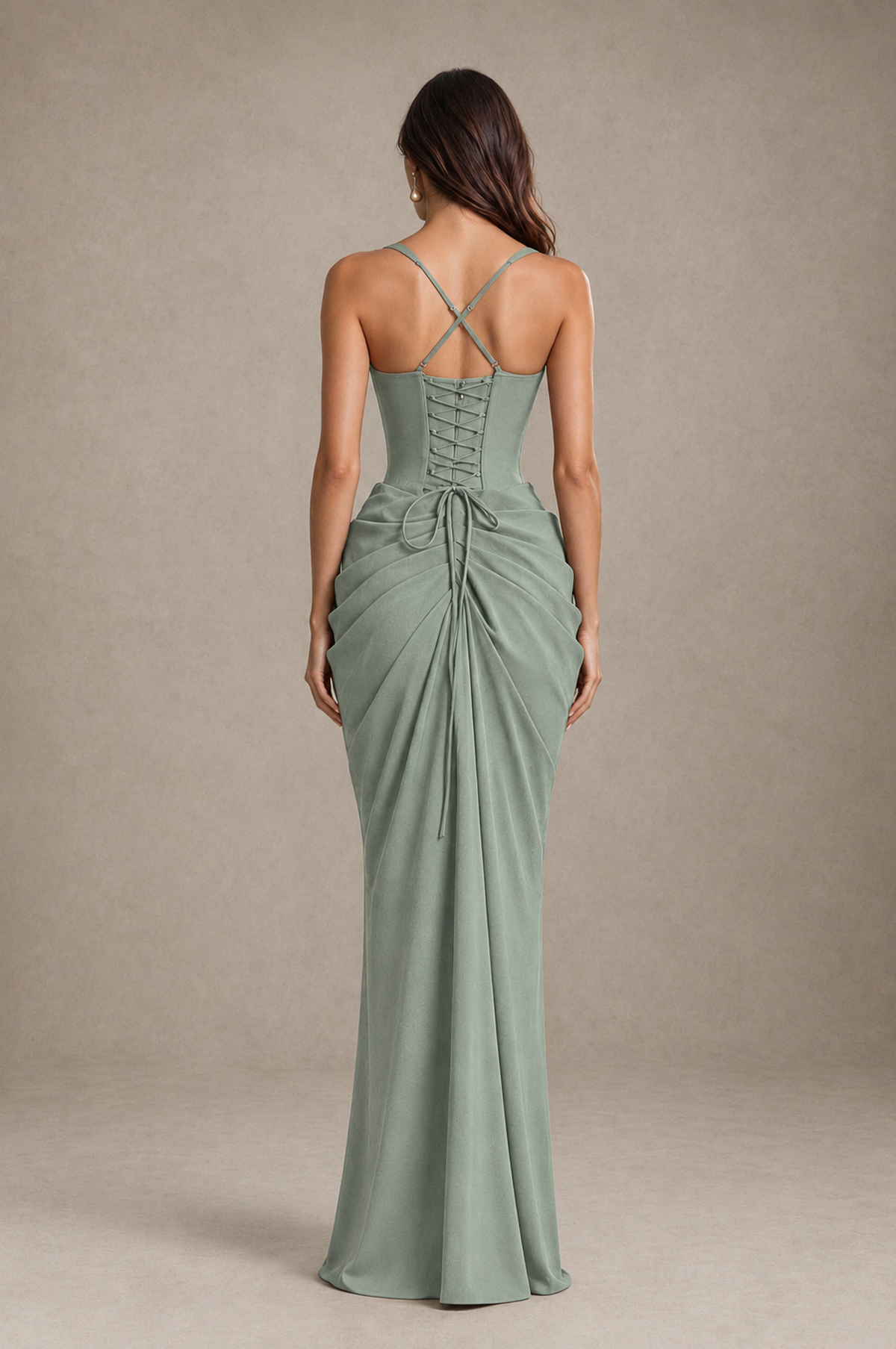 BOLODOO Dusty Sage Sweetheart Ruched Lace-Up Back Evening Gown - Dusty Sage - Dusty_Sage_2