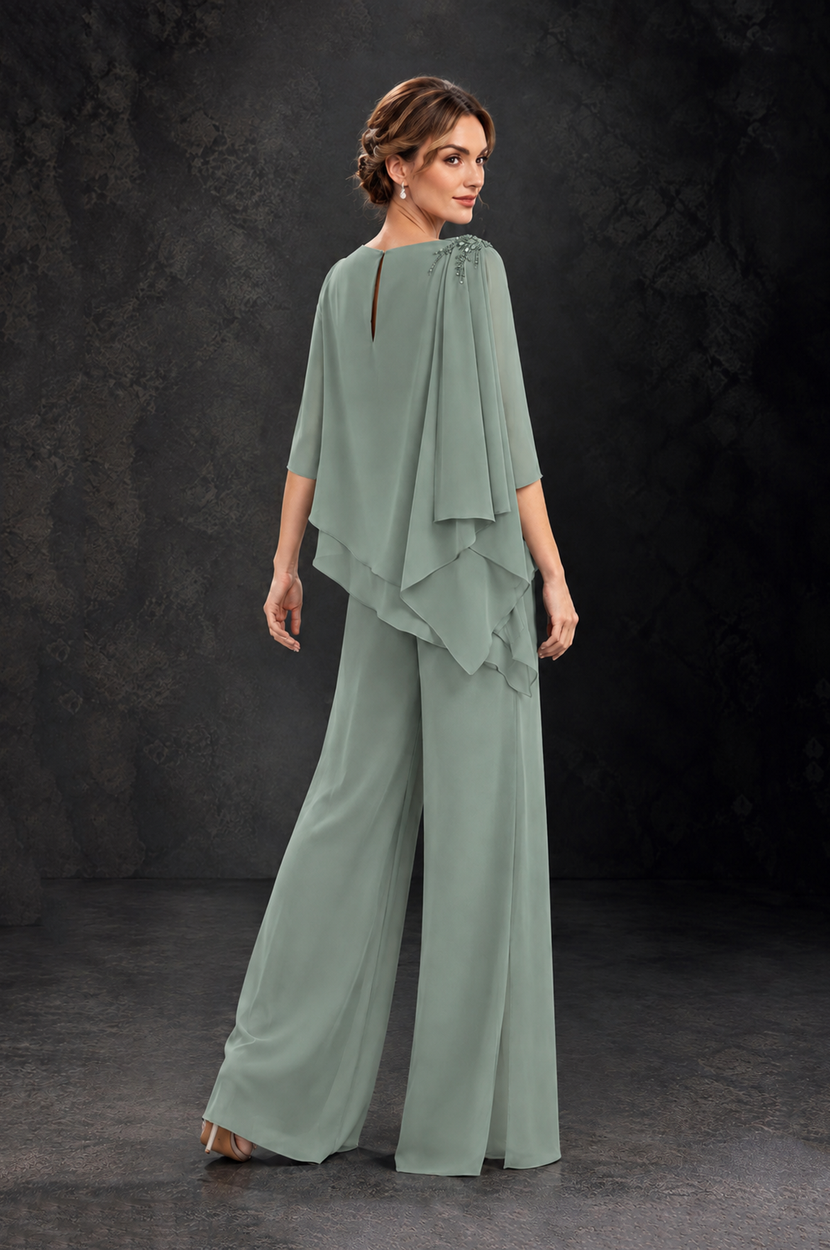 BOLODOO Dusty Sage Layered Wide-Leg Mother of the Bride Pant Suit - Dusty Sage - Dusty Sage_2