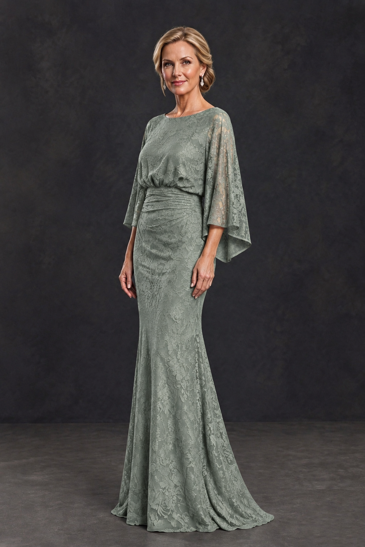 BOLODOO Dusty Sage Lace Flutter Sleeve Mother of the Bride Dress - Dusty Sage - Dusty Sage_3