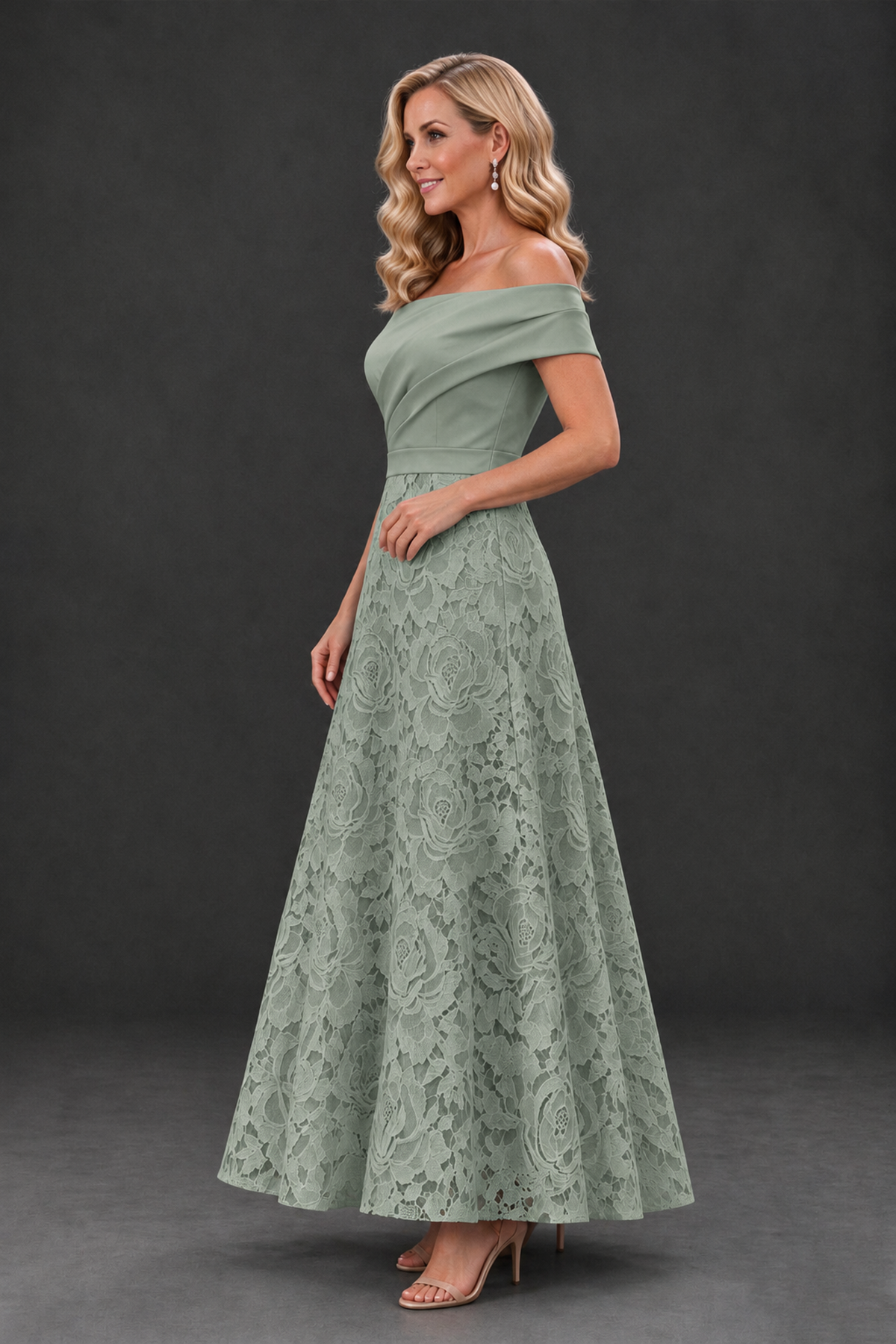 BOLODOO Dusty Sage Off-the-Shoulder Floral A-Line Mother of the Bride Dress - Dusty Sage - Dusty Sage_3