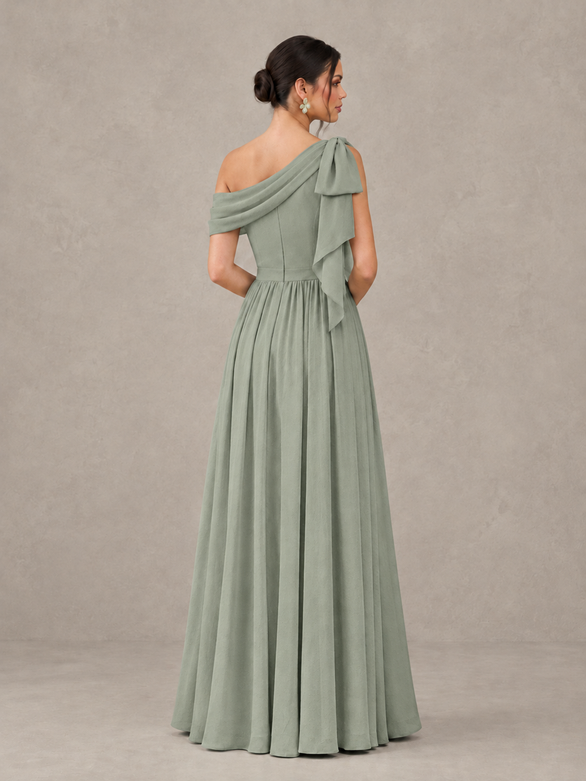 BOLODOO Dusty Sage One-Shoulder Maternity Bridesmaid Dress with Slit - Dusty Sage - Dusty Sage (2)