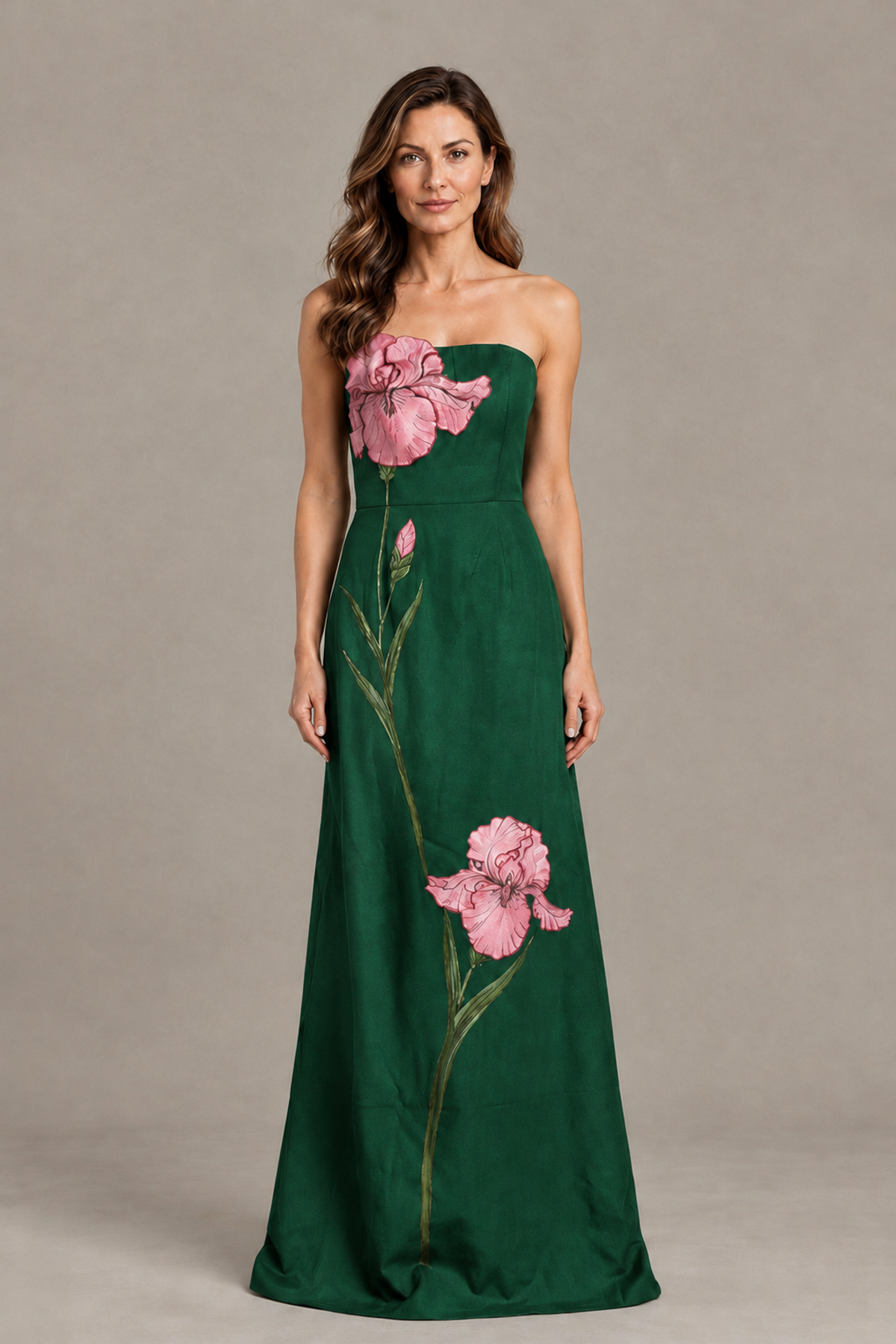 BOLODOO Emerald Green Strapless Floral Mother of the Bride Gown - Emerald Green - Emerald Green_01