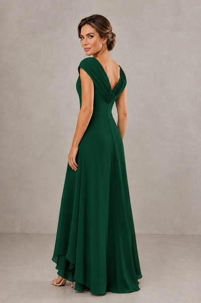BOLODOO Emerald Green V-Neck High-Low Mother of the Bride Dress - Emerald Green - Emerald Green_02