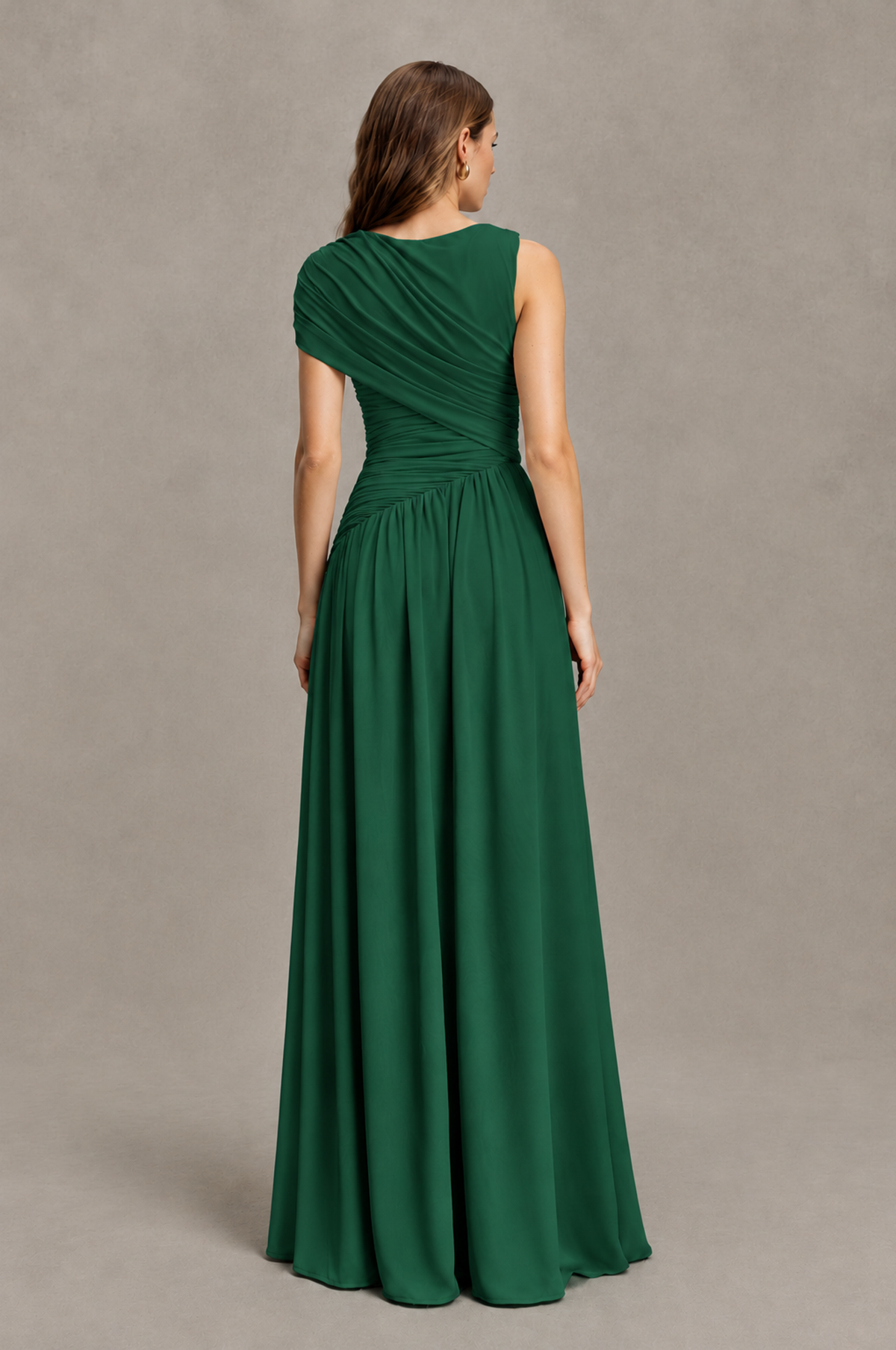 BOLODOO Emerald Green One-Shoulder Ruched Floor-Length Bridesmaid Dress - Emerald Green - Emerald Green_02