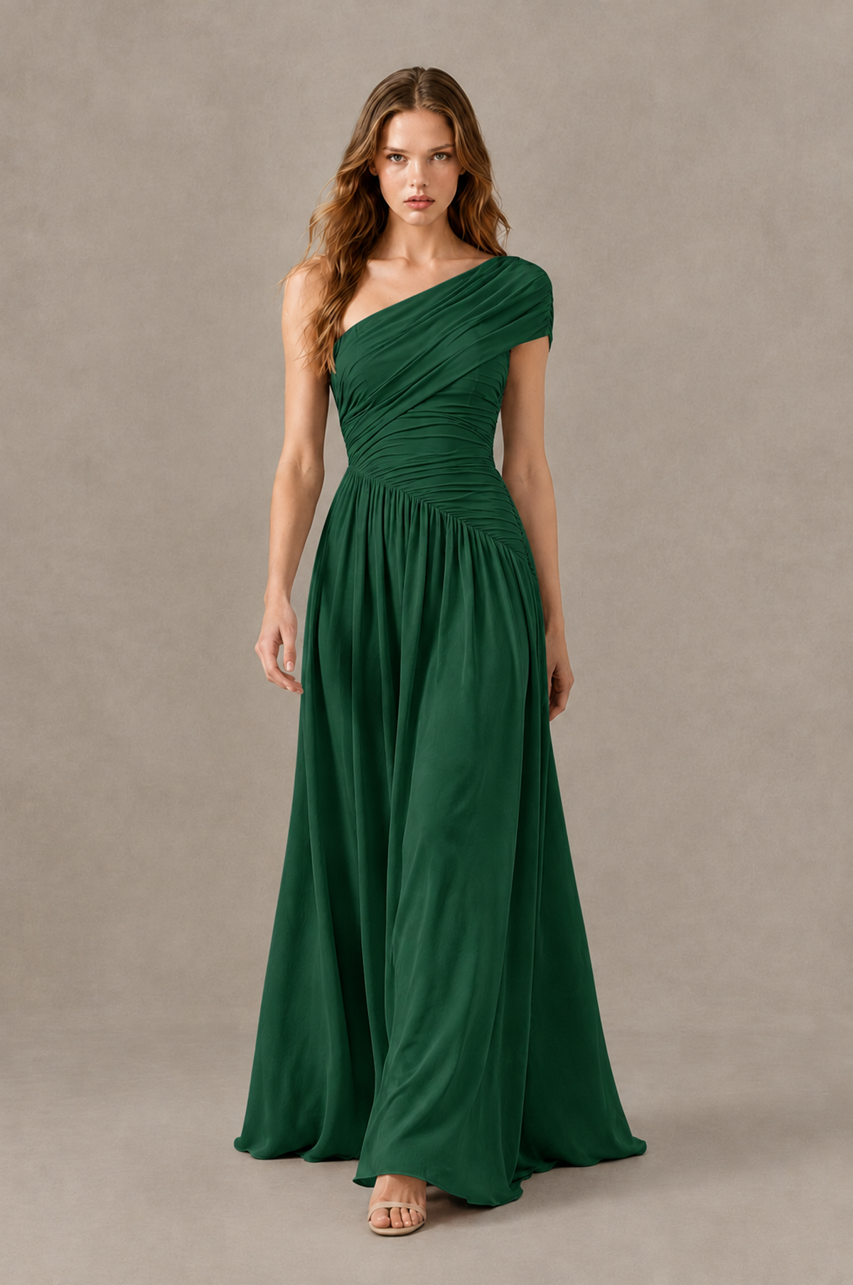 BOLODOO Emerald Green One-Shoulder Ruched Floor-Length Bridesmaid Dress - Emerald Green - Emerald Green_03