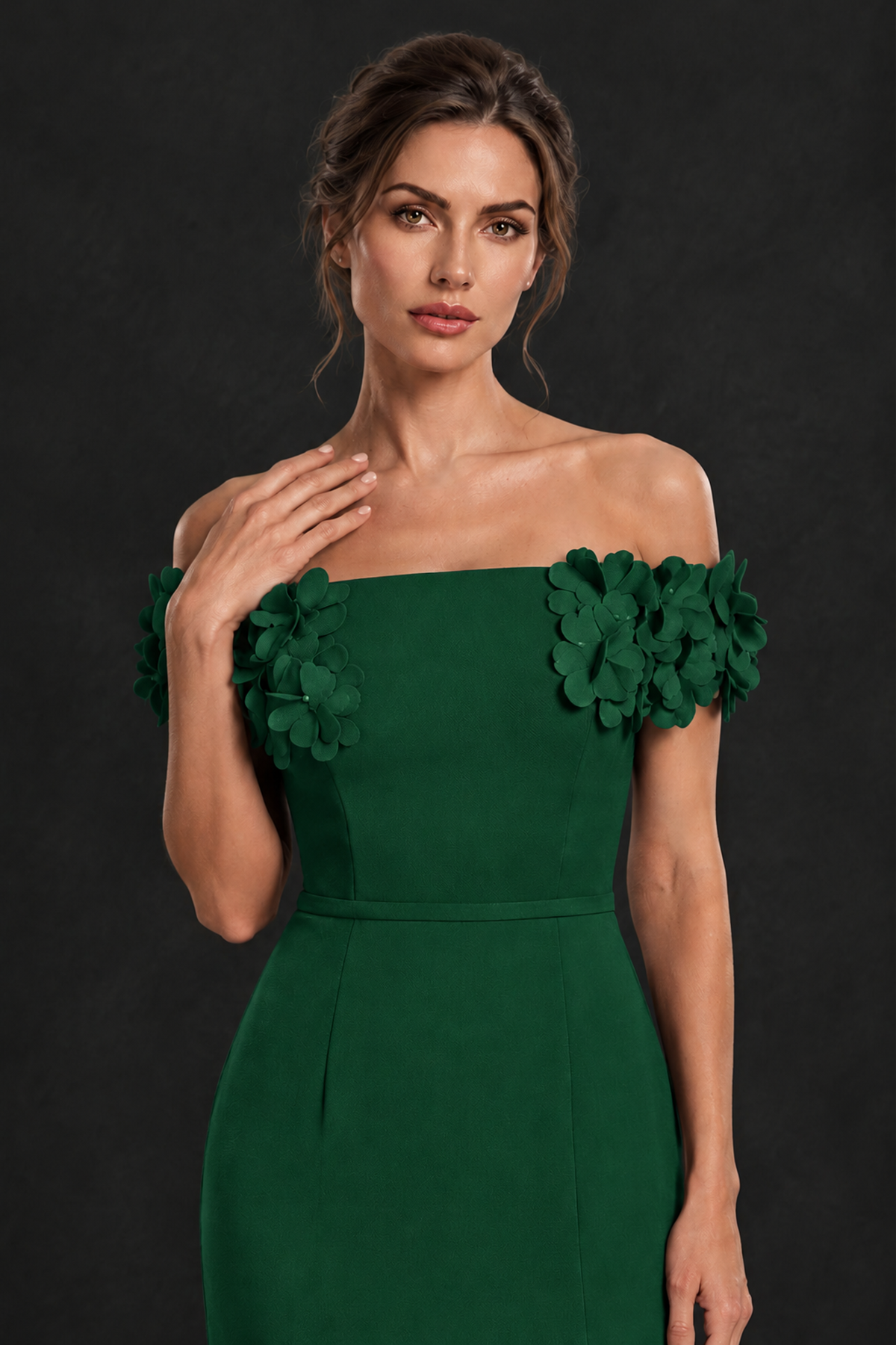 BOLODOO Emerald Green Off-the-Shoulder Mother of the Bride Dress with Floral Appliques - Emerald Green - Emerald Green_04
