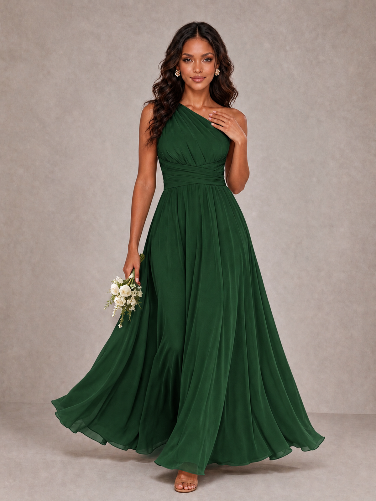 BOLODOO Emerald Green One-Shoulder A-Line Bridesmaid Dress - Emerald Green - Emerald Green_1