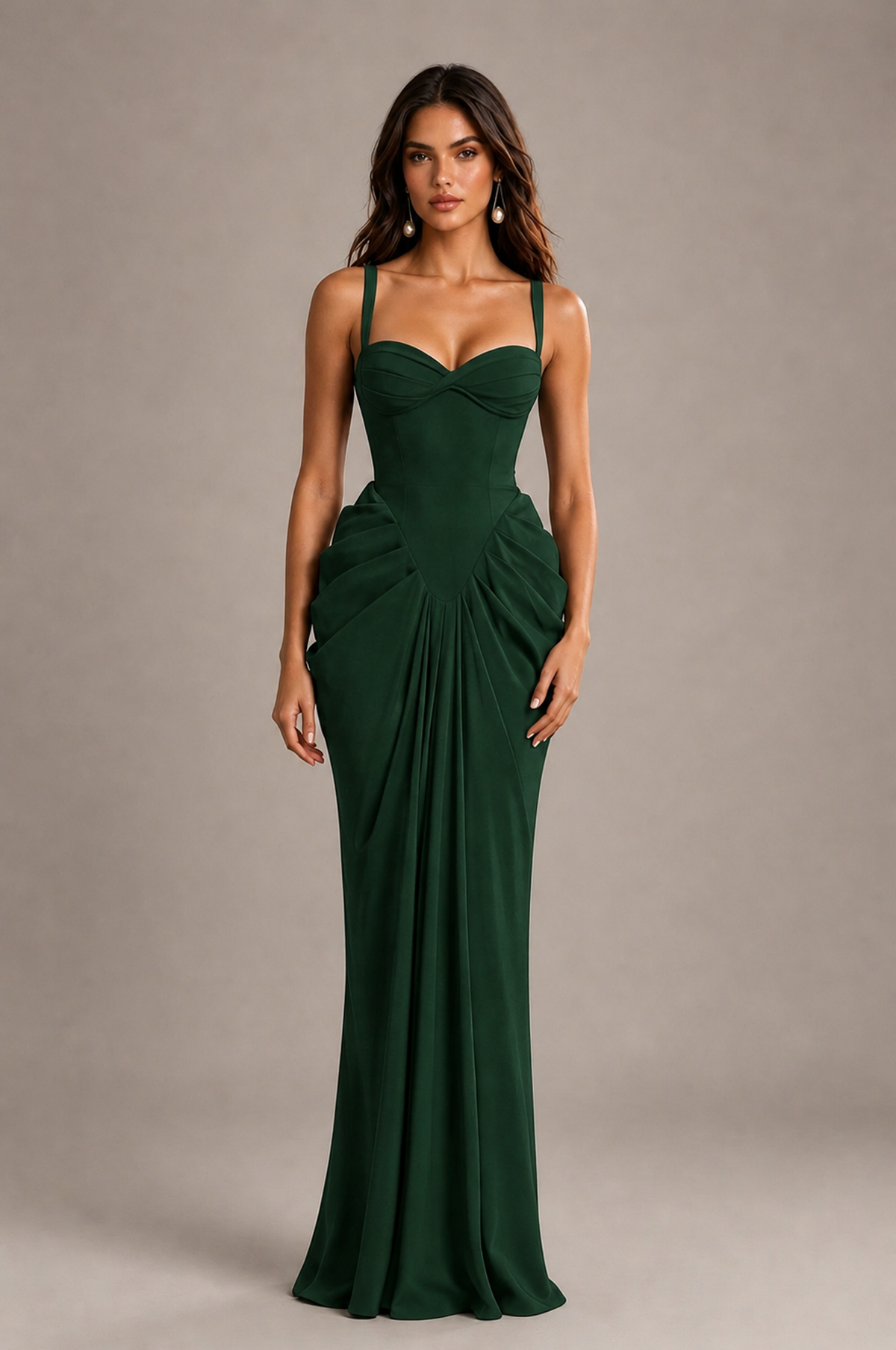 BOLODOO Emerald Green Sweetheart Ruched Lace-Up Back Evening Gown - Emerald Green - Emerald_Green_1