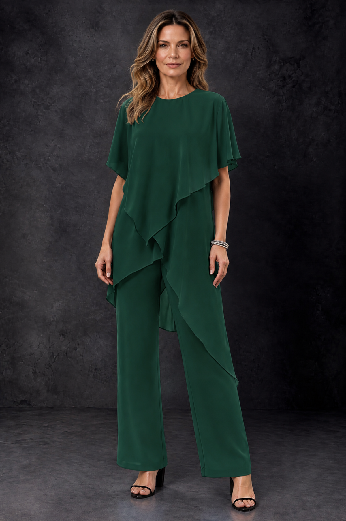 BOLODOO Emerald Green Chiffon Two Piece Mother of the Bride Pant Suit - Emerald Green - Emerald_Green_1