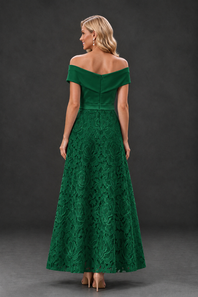 BOLODOO Emerald Green Off-the-Shoulder Floral A-Line Mother of the Bride Dress - Emerald Green - Emerald Green_2