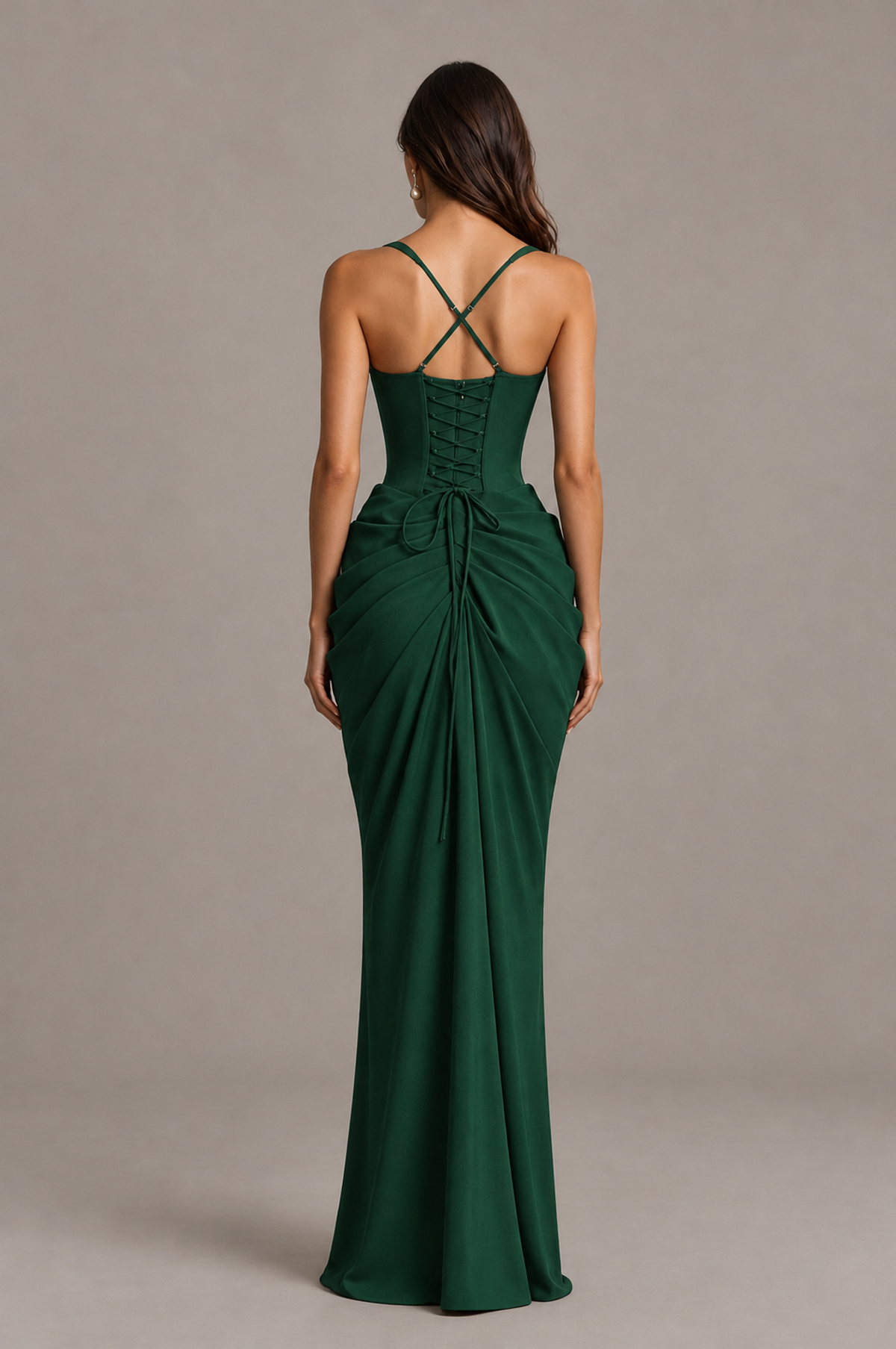 BOLODOO Emerald Green Sweetheart Ruched Lace-Up Back Evening Gown - Emerald Green - Emerald_Green_2