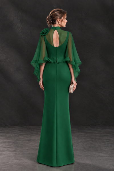 BOLODOO Emerald Green Floral Cape Sleeve Mother of the Bride Dress - Emerald Green - Emerald_Green_2
