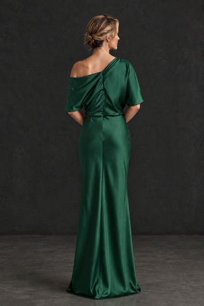 BOLODOO Emerald Green Satin Asymmetric Mother of the Bride Dress - Emerald Green - Emerald Green_2