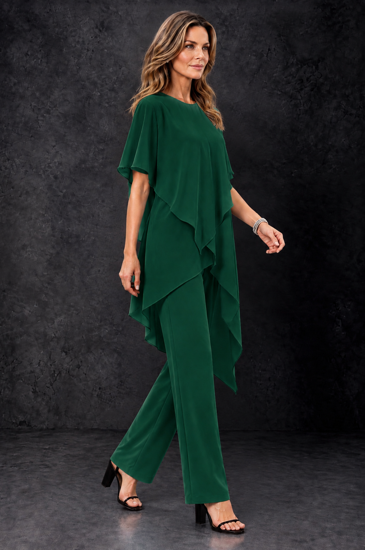 BOLODOO Emerald Green Chiffon Two Piece Mother of the Bride Pant Suit - Emerald Green - Emerald_Green_2