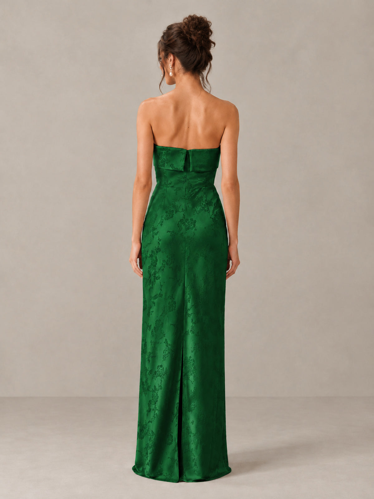 BOLODOO Emerald Green Strapless Floral Bridesmaid Dress - Emerald Green - Emerald Green_2