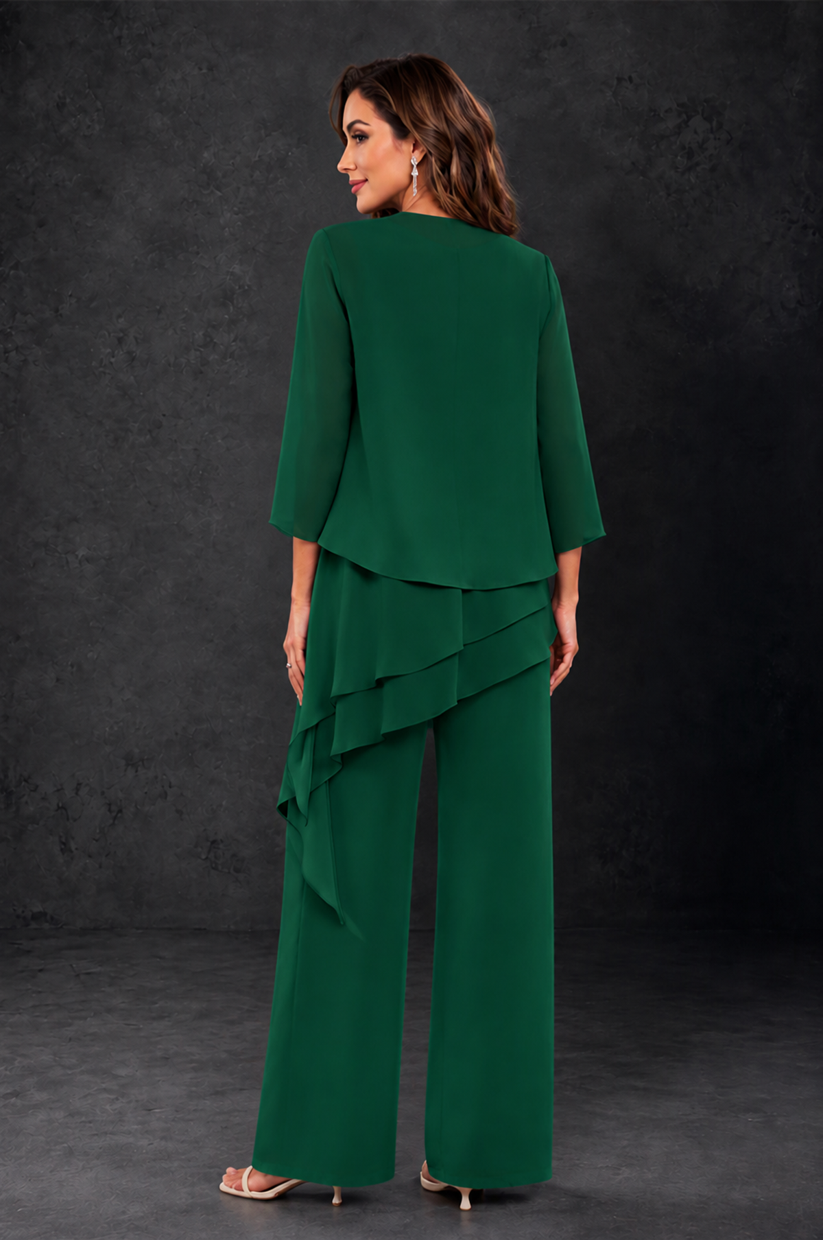 BOLODOO Emerald Green Layered Mother of the Bride Pantsuit with Jacket - Emerald Green - Emerald_Green_2