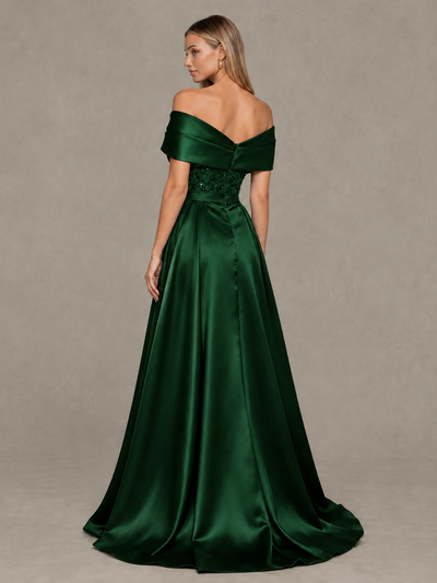 BOLODOO Emerald Green Sequin Mermaid Evening Dress with Detachable Satin Overskirt and Sweep Train - Emerald Green - Emerald Green_2