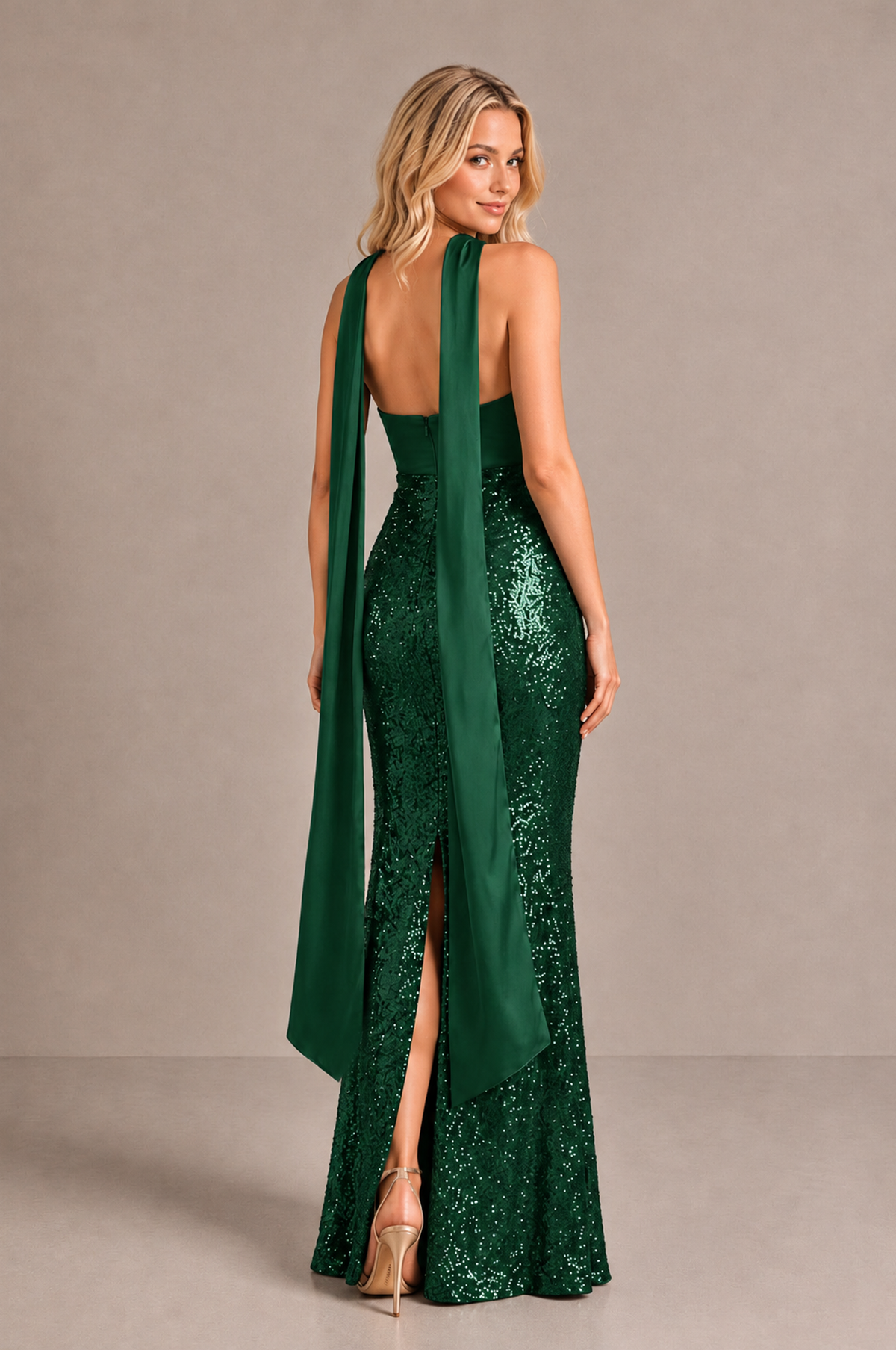 BOLODOO Emerald Green Strapless Sweetheart Evening Dress with Scarf - Emerald Green - Emerald_Green_2