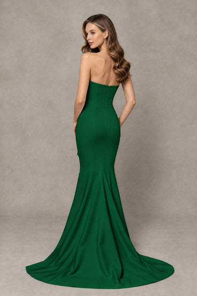 BOLODOO Emerald Green Strapless Mermaid Evening Dress with Ruffle Slit and Train - Emerald Green - Emerald Green_2