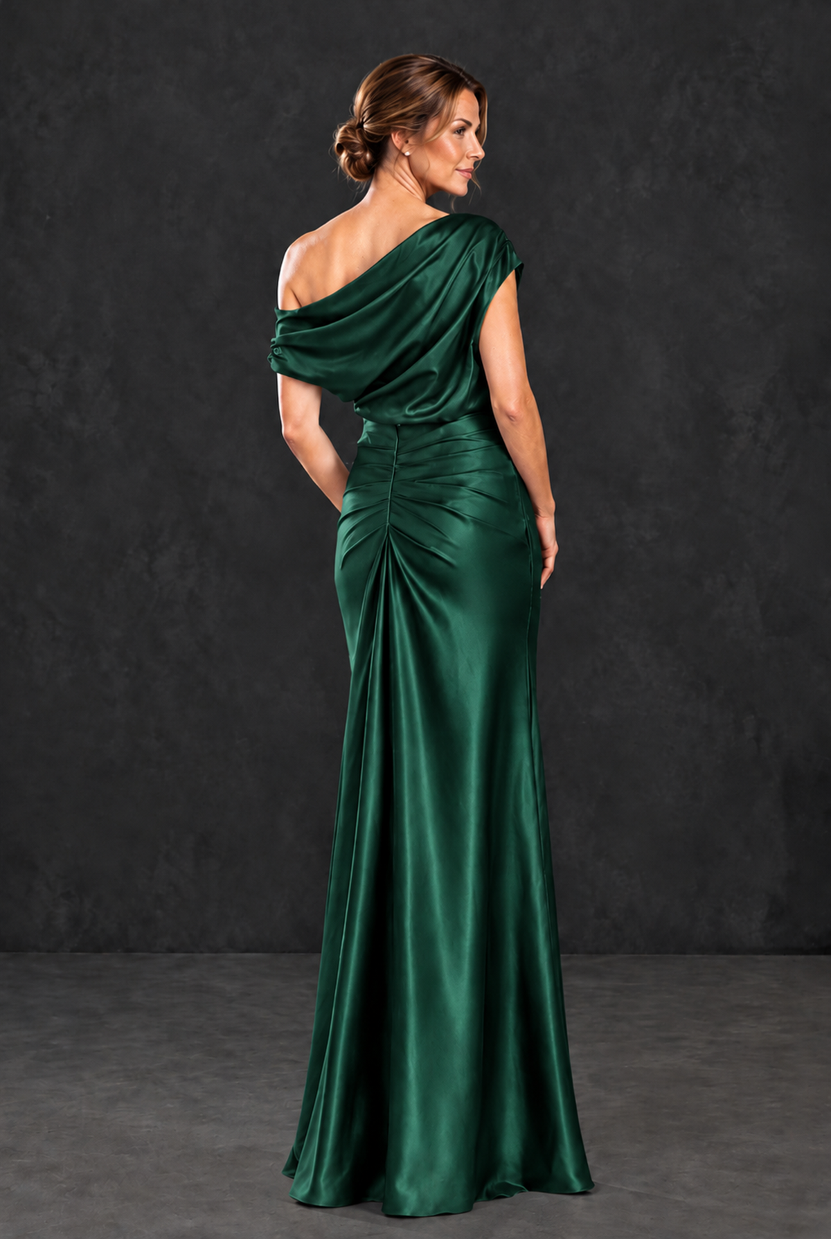 BOLODOO Emerald Green Asymmetric Ruched Mother of the Bride Dress - Emerald Green - Emerald_Green_2