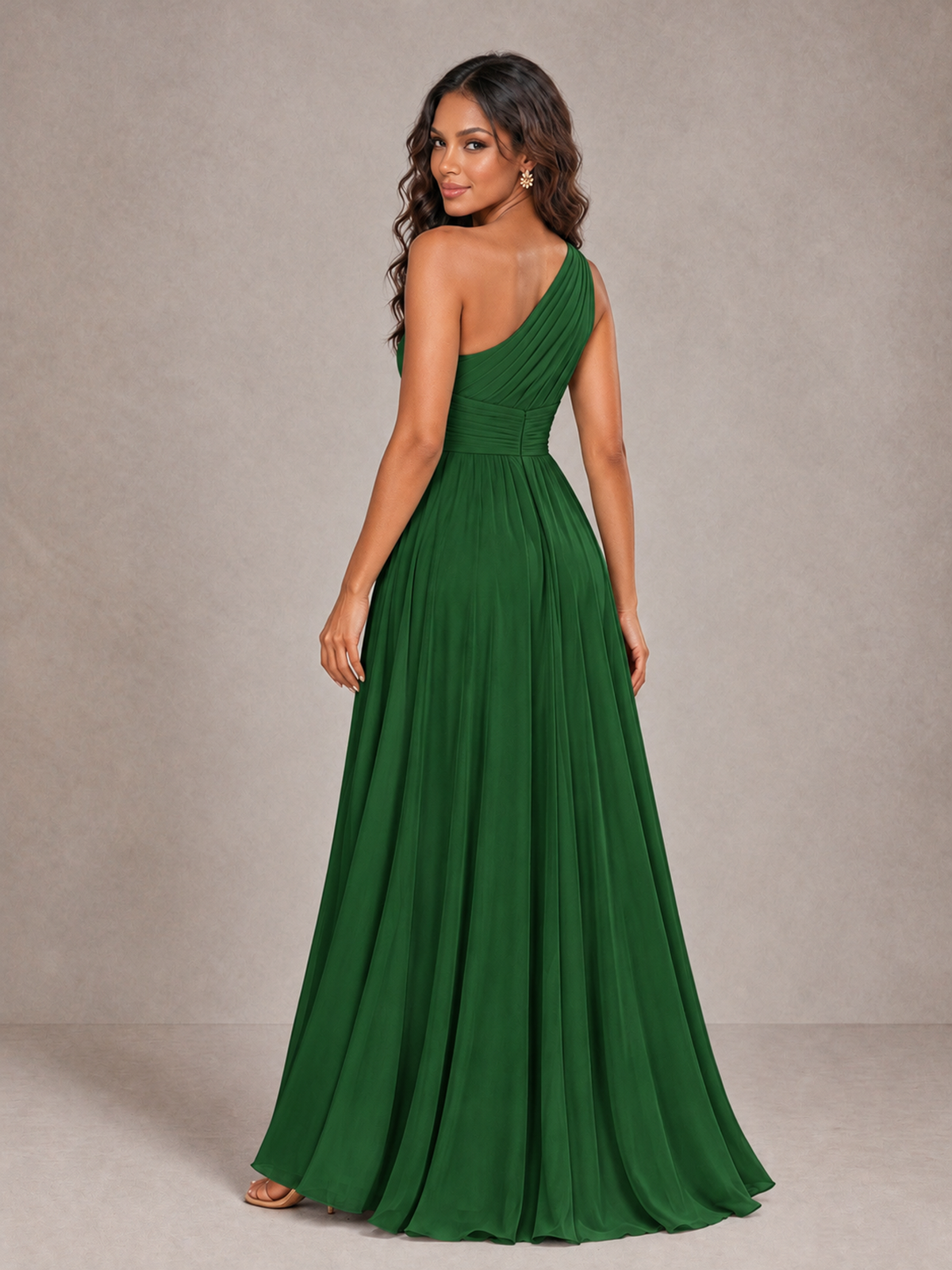 BOLODOO Emerald Green One-Shoulder A-Line Bridesmaid Dress - Emerald Green - Emerald Green_2