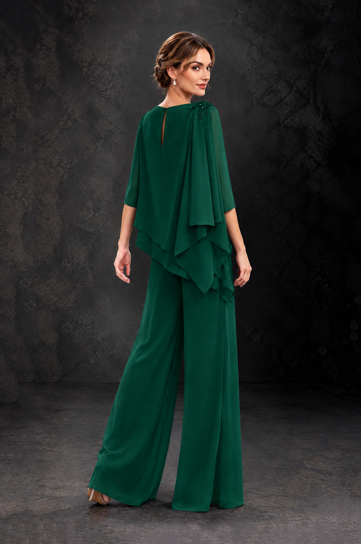 BOLODOO Emerald Green Layered Wide-Leg Mother of the Bride Pant Suit - Emerald Green - Emerald Green_2