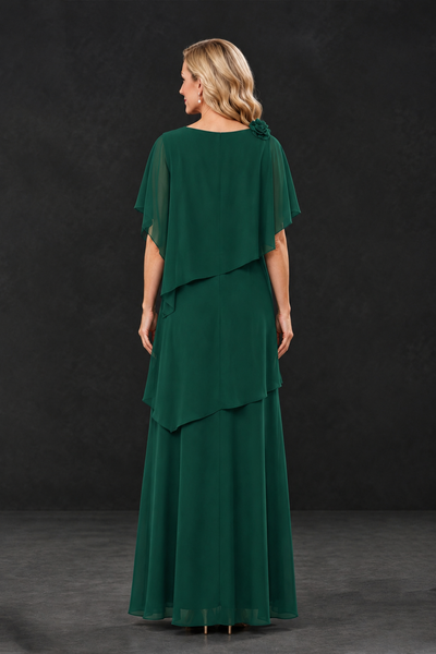 BOLODOO Emerald Green Tiered Flutter Sleeve Mother of the Bride Maxi Dress - Emerald Green - Emerald Green_2