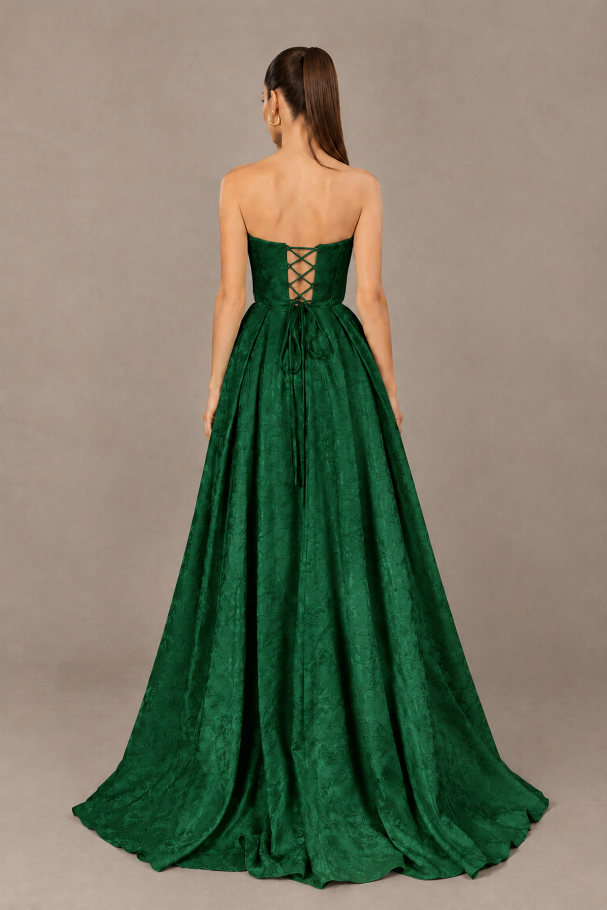BOLODOO Emerald Green Strapless Sweetheart Corset Prom Dress with High Slit – Lace-Up Back A-Line Evening Gown - Emerald Green - Emerald Green_2