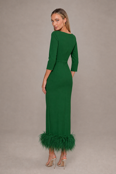BOLODOO Emerald Green Feather-Trim Twist-Waist Midi Dress - Emerald Green - Emerald_Green_2