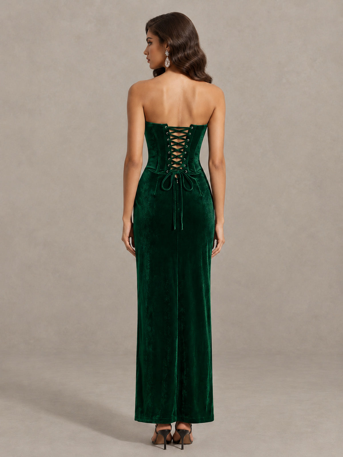 BOLODOO Emerald Green Strapless Velvet Cocktail Maxi Dress - Emerald Green - Emerald Green_2