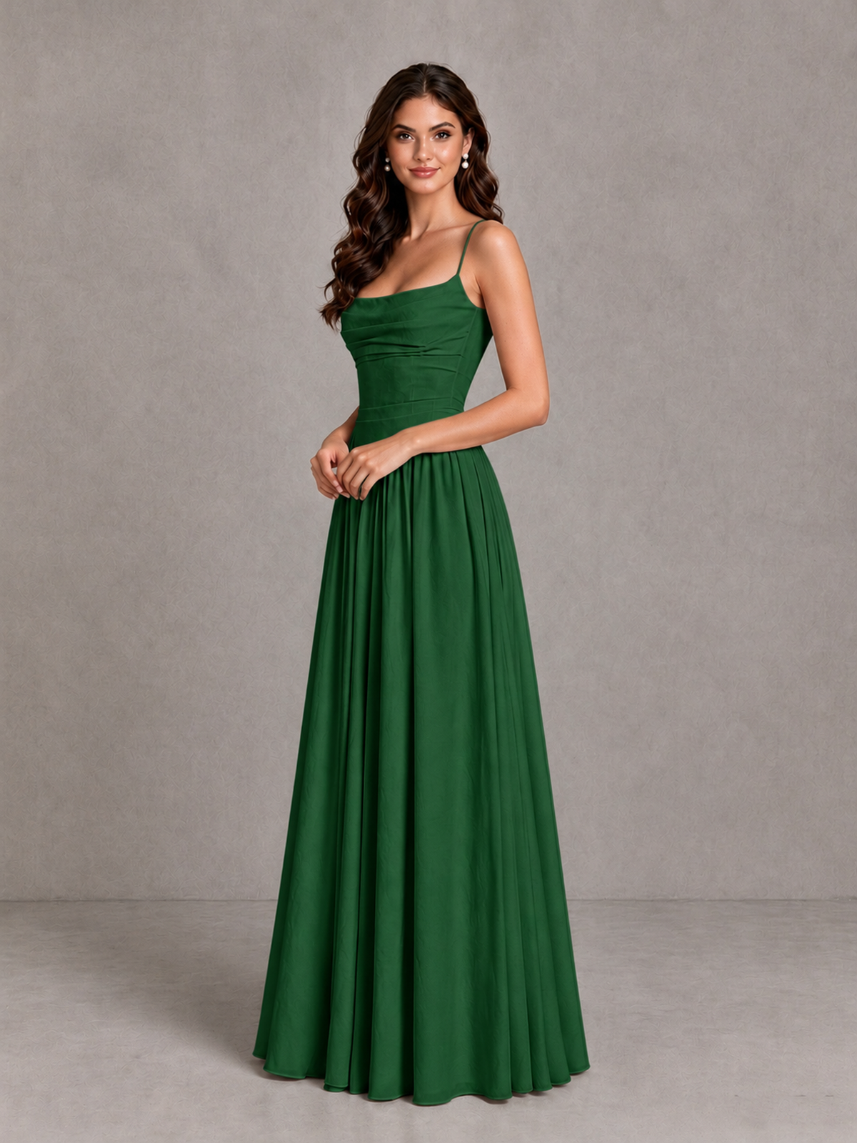 BOLODOO Emerald Green Lace-Up Back A-Line Bridesmaid Dress - Emerald Green - Emerald Green_3