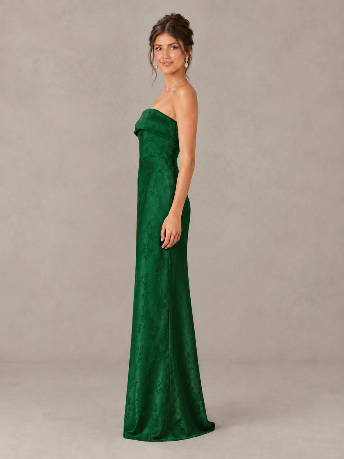 BOLODOO Emerald Green Strapless Floral Bridesmaid Dress - Emerald Green - Emerald Green_3
