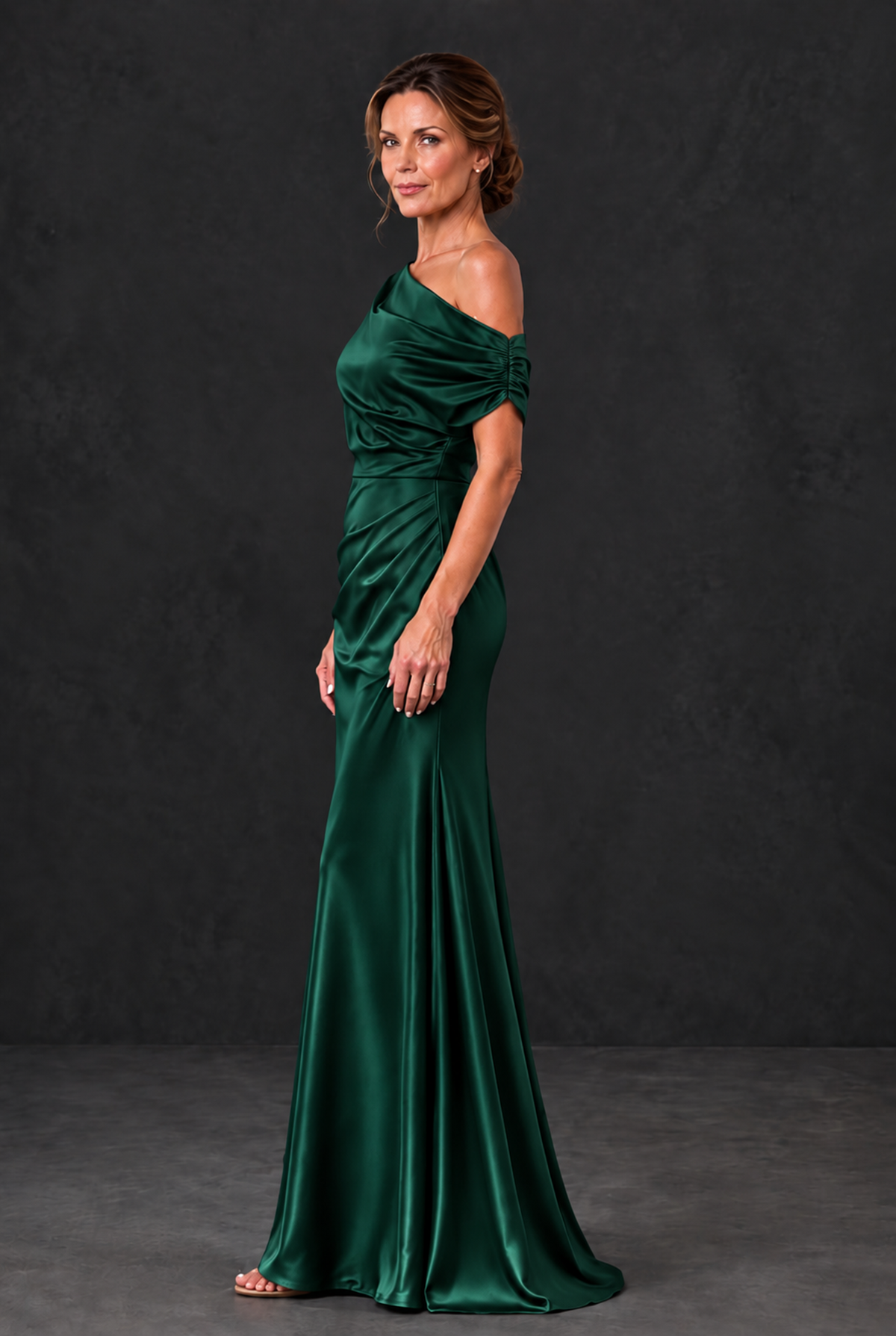 BOLODOO Emerald Green Asymmetric Ruched Mother of the Bride Dress - Emerald Green - Emerald_Green_3