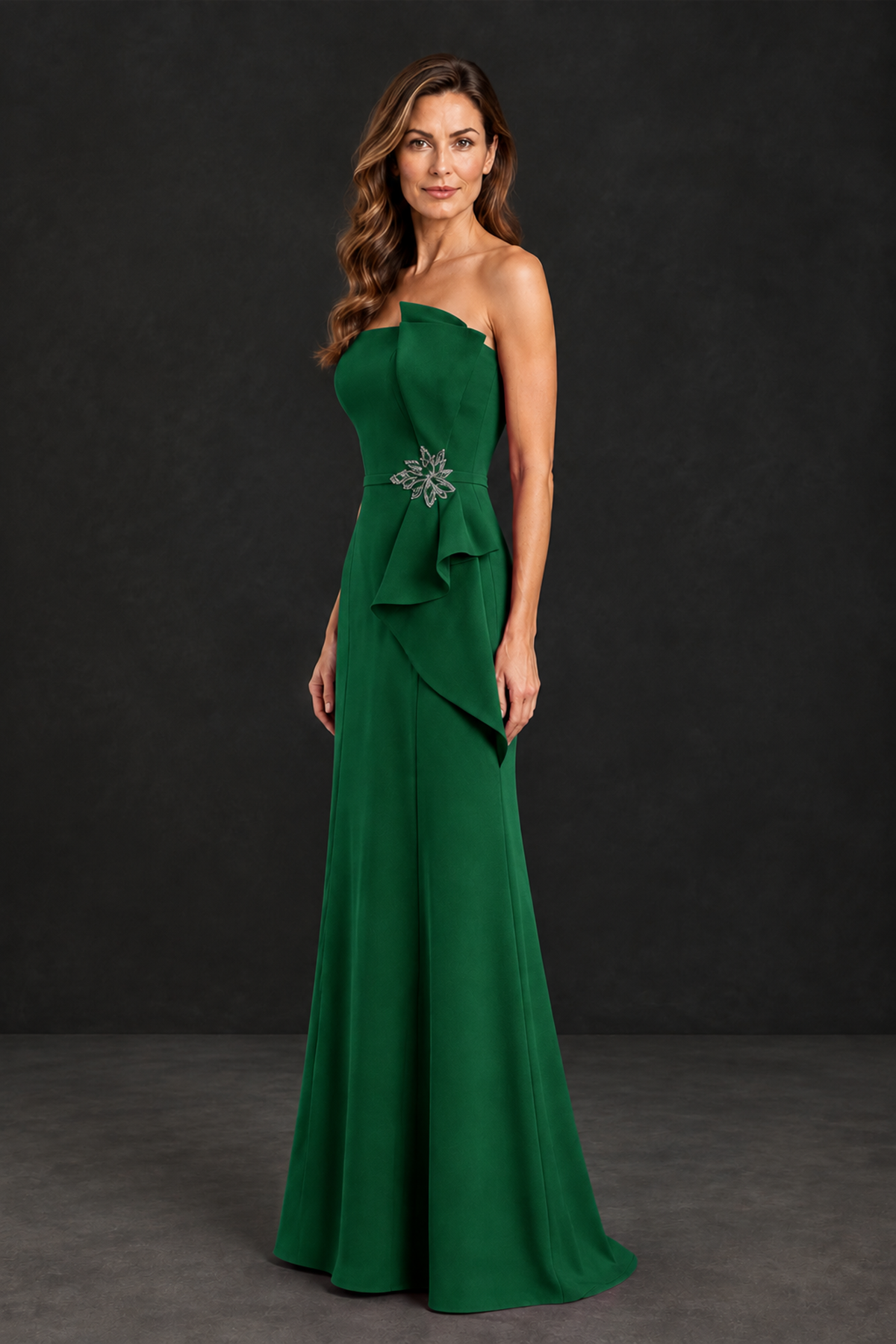 BOLODOO Emerald Green Strapless Mother of the Bride Dress with Ruffle Detail - Emerald Green - Emerald_Green_3