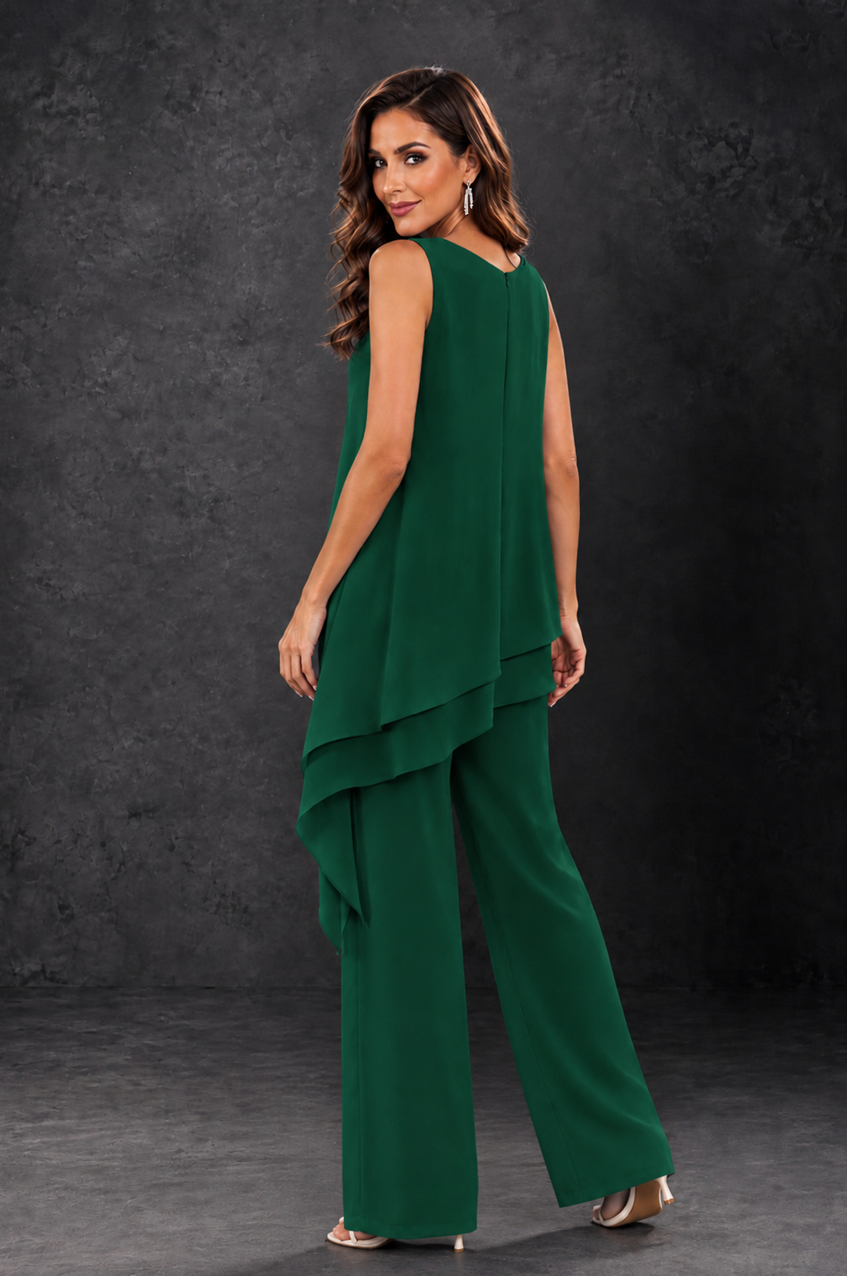 BOLODOO Emerald Green Layered Mother of the Bride Pantsuit with Jacket - Emerald Green - Emerald_Green_4