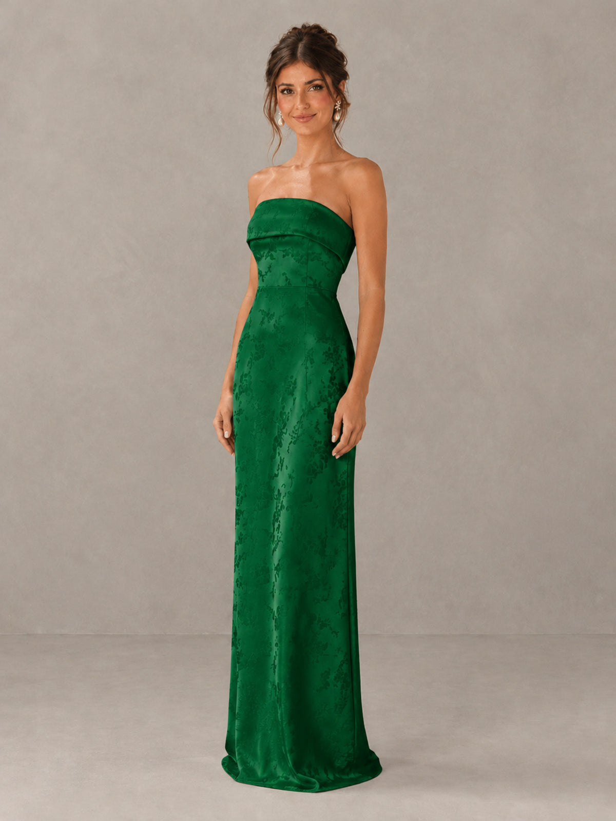 BOLODOO Emerald Green Strapless Floral Bridesmaid Dress - Emerald Green - Emerald Green_4