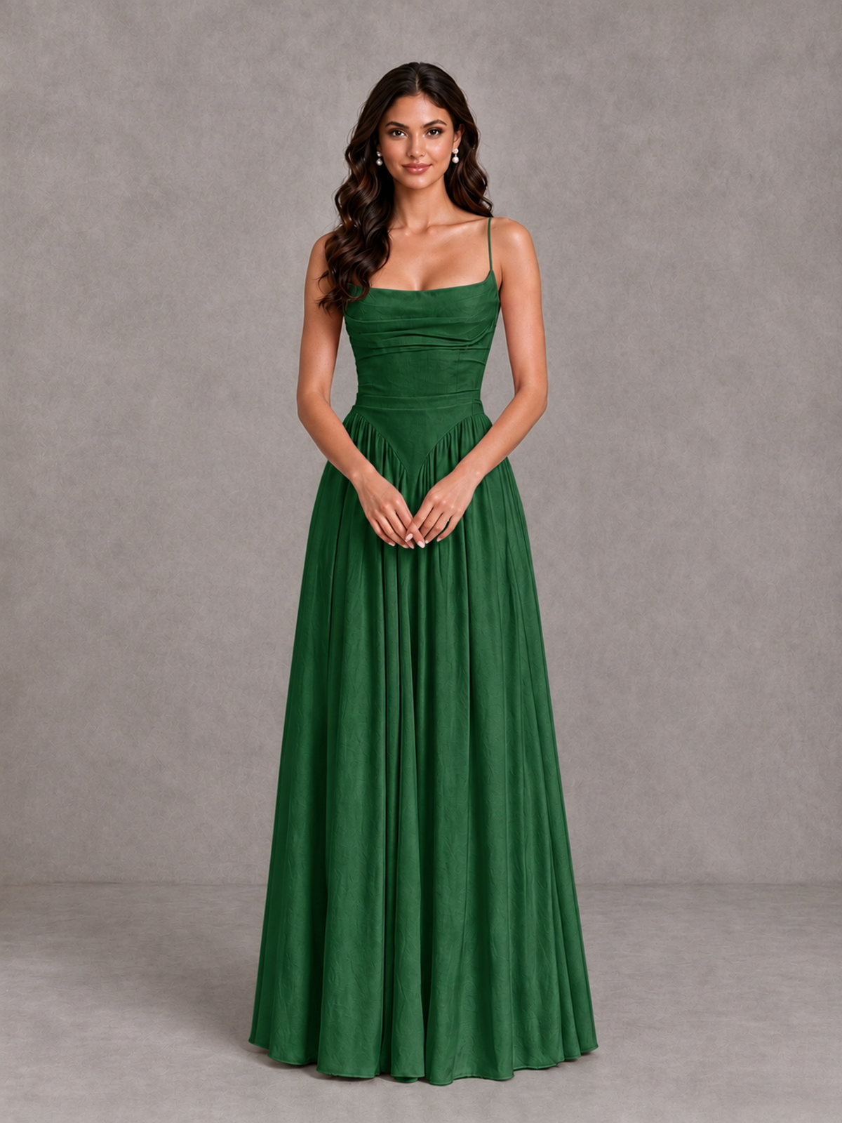 BOLODOO Emerald Green Lace-Up Back A-Line Bridesmaid Dress - Emerald Green - Emerald Green_4