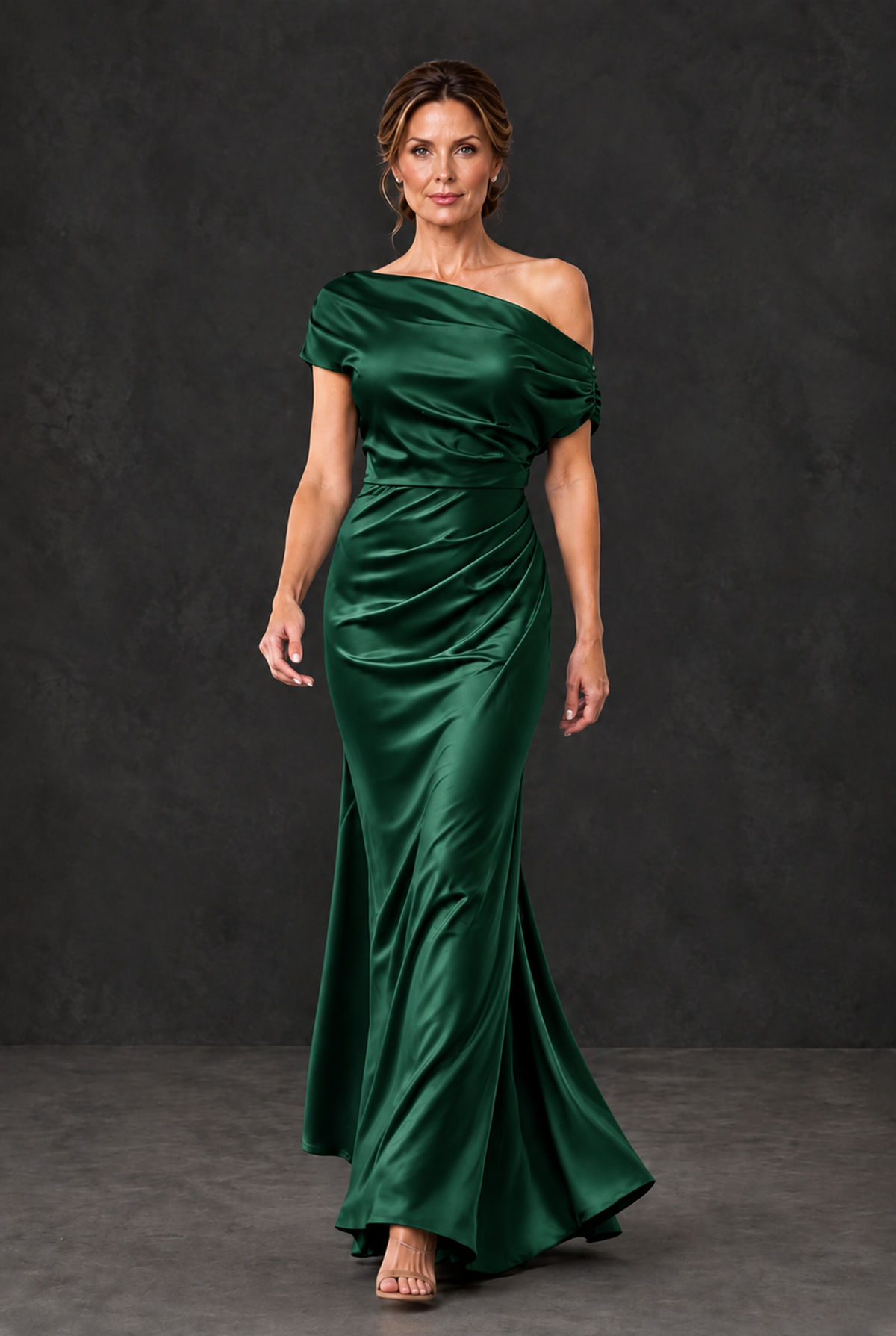 BOLODOO Emerald Green Asymmetric Ruched Mother of the Bride Dress - Emerald Green - Emerald_Green_4