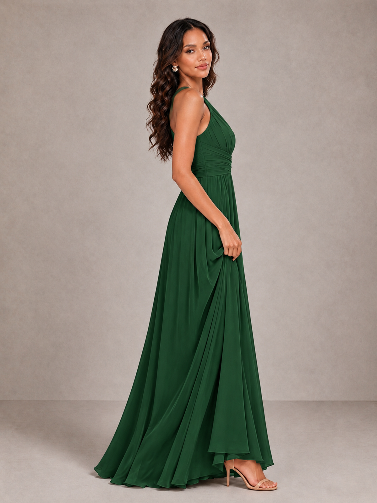 BOLODOO Emerald Green One-Shoulder A-Line Bridesmaid Dress - Emerald Green - Emerald Green_4