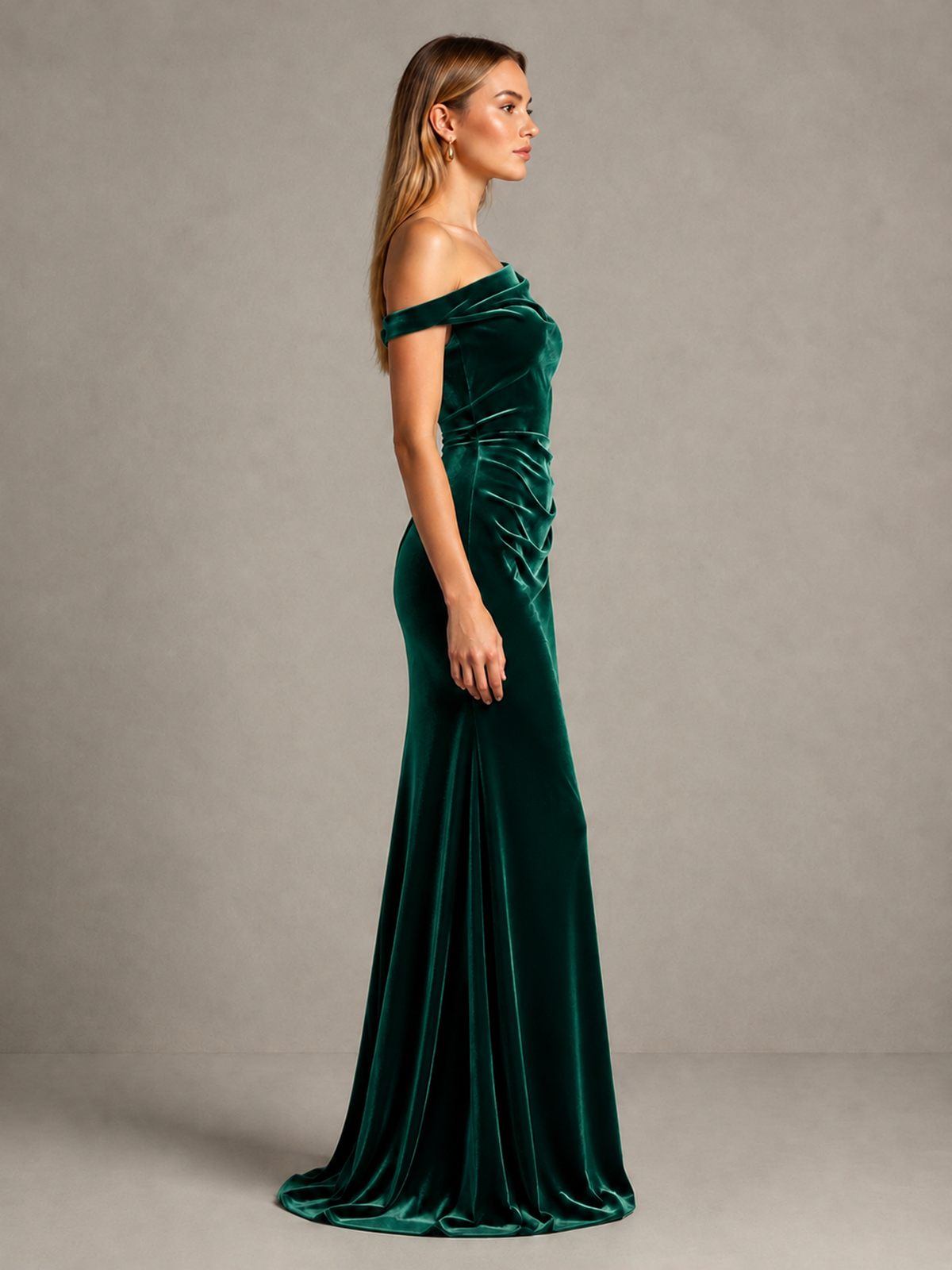 BOLODOO Emerald Green One-Shoulder Velvet Mermaid Evening Gown - Emerald Green - Emerald Green_4