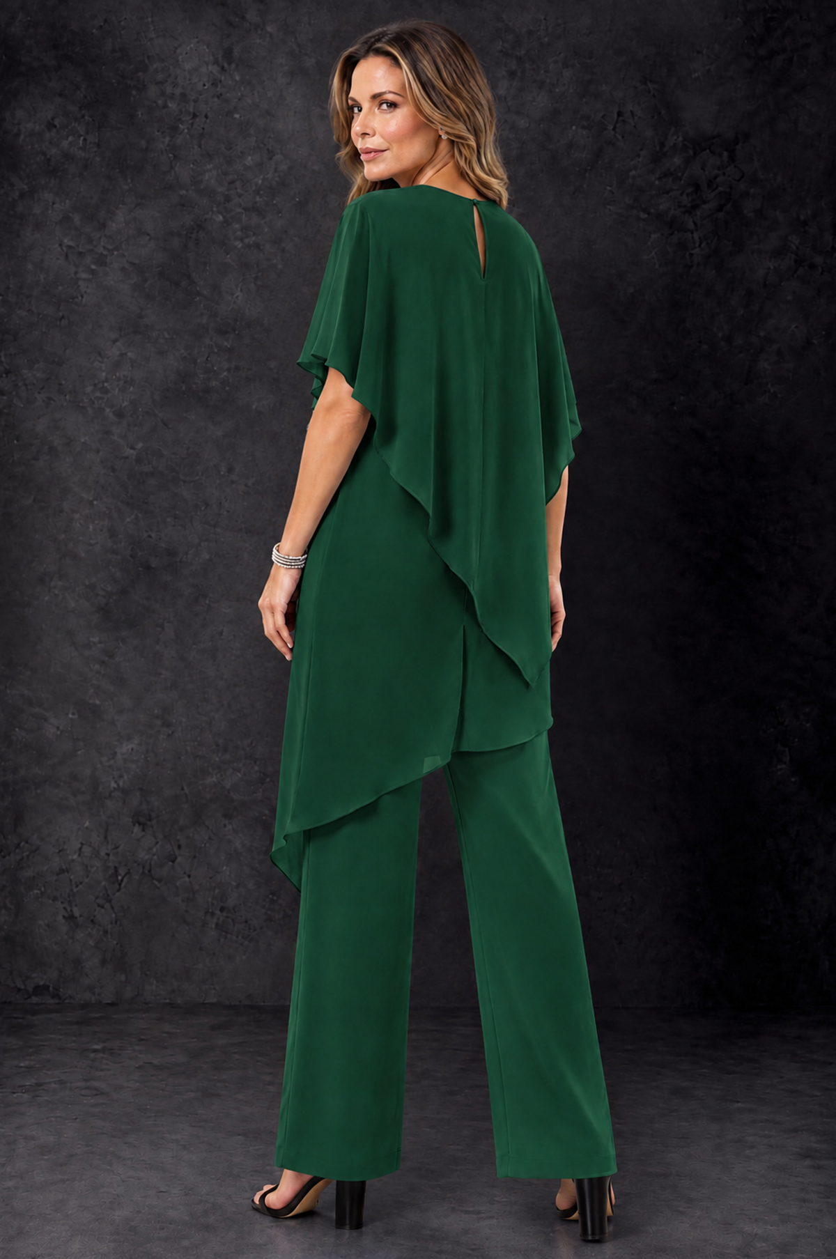 BOLODOO Emerald Green Chiffon Two Piece Mother of the Bride Pant Suit - Emerald Green - Emerald_Green_4
