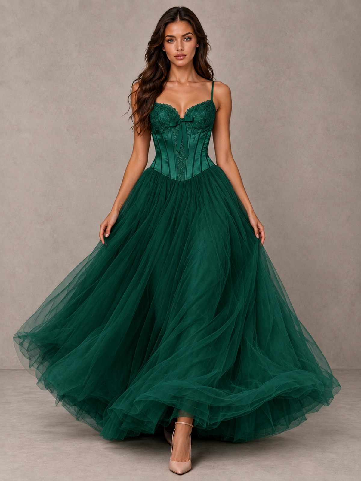 BOLODOO Emerald Green Corset Tulle Prom Dress with Spaghetti Straps - Emerald Green - Emerald_Green_4