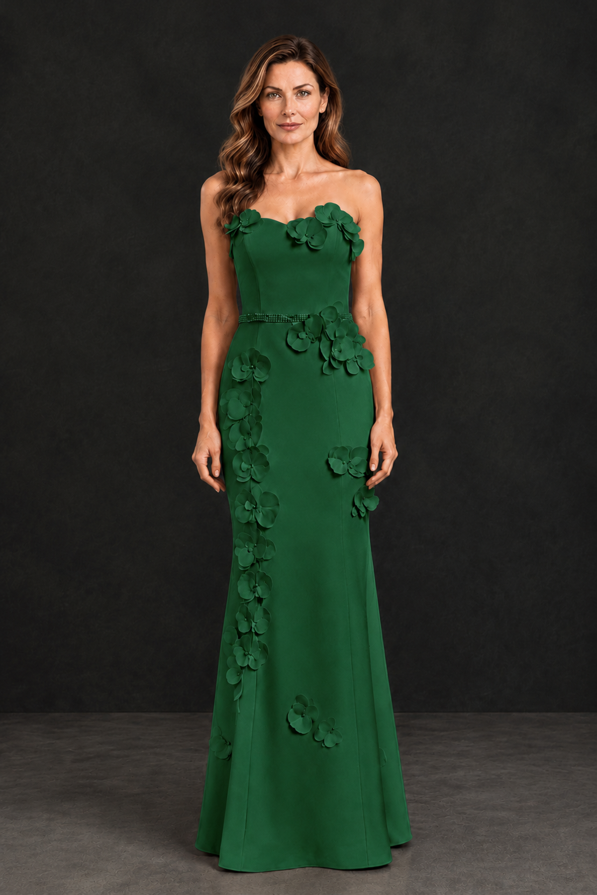 BOLODOO Emerald Green Strapless Mother of the Bride Dress with 3D Floral Appliques - Emerald Green - Emerald_Green_4