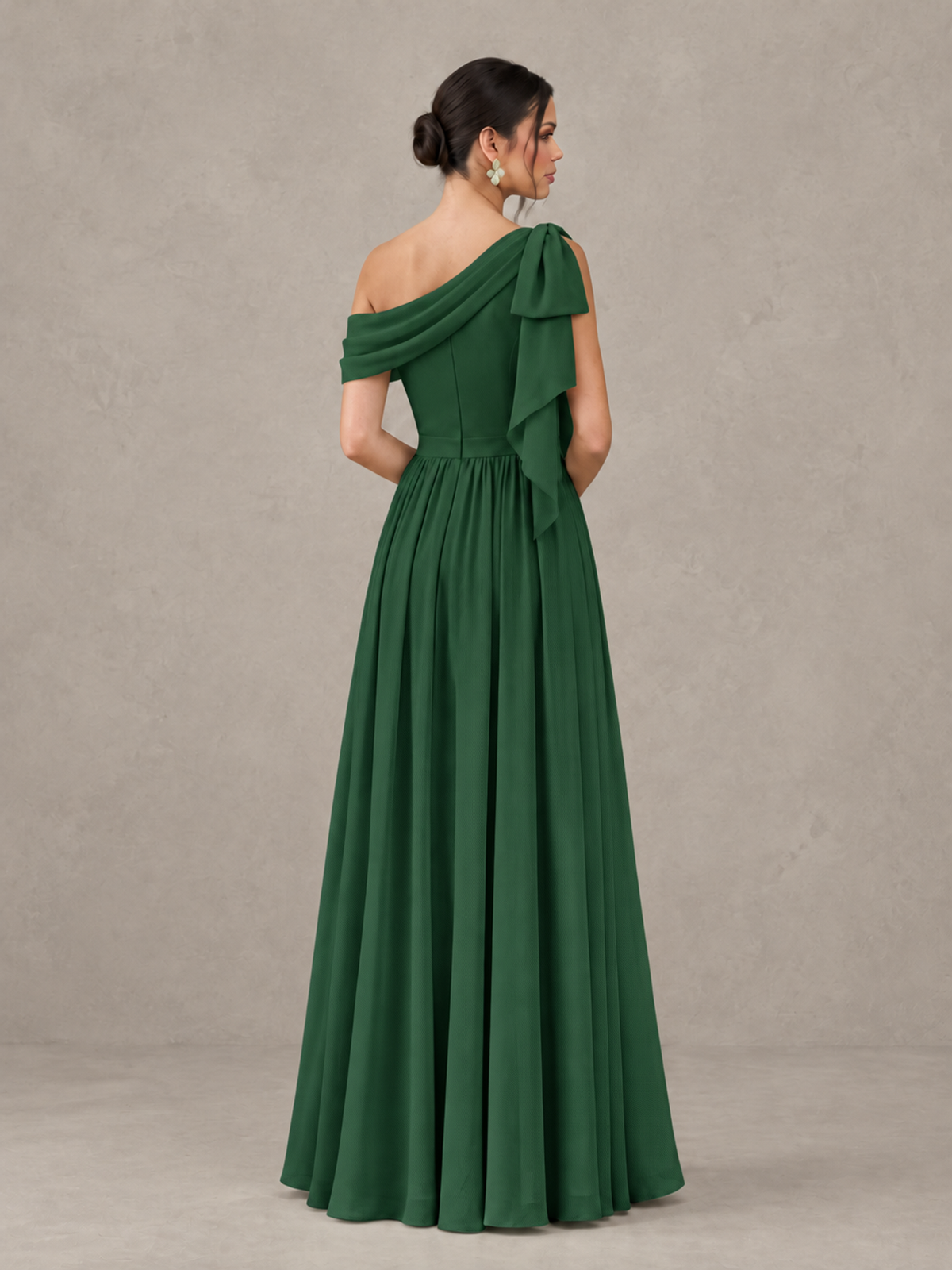 BOLODOO Emerald Green One-Shoulder Maternity Bridesmaid Dress with Slit - Emerald Green - Emerald Green (2)