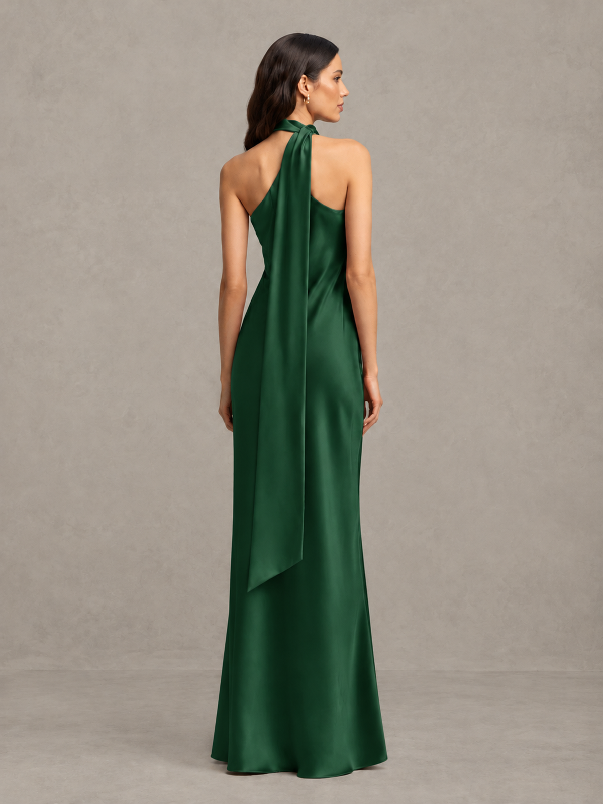 BOLODOO Emerald Green Satin One-Shoulder Bridesmaid Dress with Open Back - Emerald Green - Emerald Green (2)