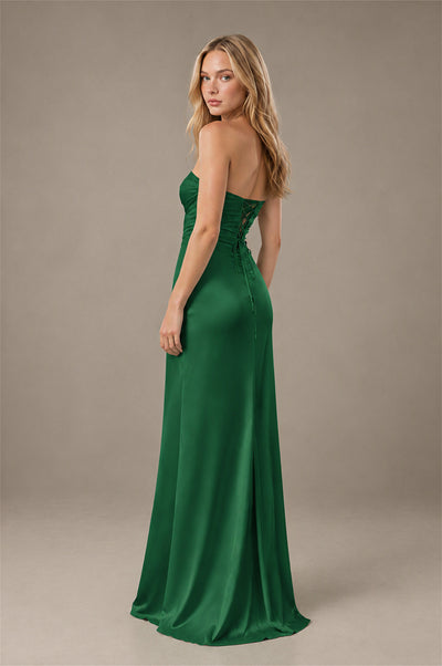 BOLODOO Emerald Green Sweetheart Strapless Twist Knot Cutout Lace-Up Back Satin Mermaid Maxi Dress - Emerald Green - Emerald Green (2)